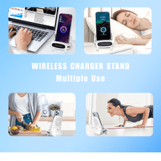 Netscroll Univerzalni bežični brzi punjač 15 W za pametne telefone, stalak i punjač u obliku mini stolice, kompatibilan sa svim Qi telefonima, za dom, ured i putovanja, WirelessCharger