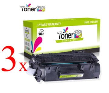 Toner123 Komplet HP 05X / CE505X / LaserJet P2050, P2053, P2054, P2055, P2056, P2057 zamjenski toneri (3) - 3 × crna XL