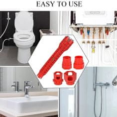 Netscroll Večnamenski vodovodni ključ, vodovodni ključ za ventile, čvrsta plastika + aluminij, idealan za pipe i ventile, pristup do teško dostupnih mjesta, PlumbStar