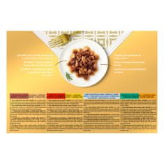 Gourmet Gold Duo hrana za mačke, s patkom i puretinom, govedinom i piletinom, s morskom ribom i špinatom, sa zecom i jetricom, 8 x (12 x 85 g)