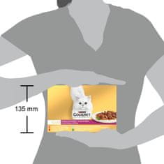 Gourmet Gold Duo hrana za mačke, s patkom i puretinom, govedinom i piletinom, s morskom ribom i špinatom, sa zecom i jetricom, 8 x (12 x 85 g)