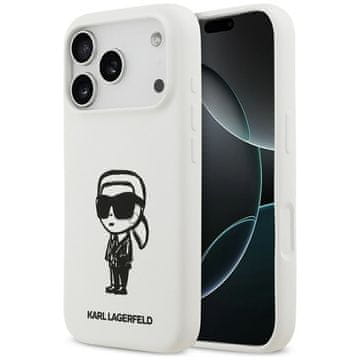 Karl Lagerfeld Karl, molim te. LAGERFELD maskica za IPHONE 17 Pro kompatibilan iz MagSafe KLHMP17LSKIGROH (Silicone W/ KL Sketch &amp; Logo) bijela