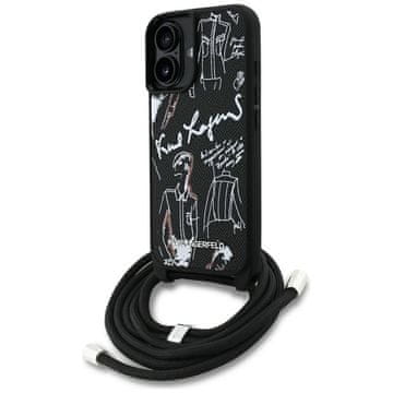 Karl Lagerfeld Karl, molim te. LAGERFELD maskica za IPHONE 16 KLHCP16SPGGRMPCK kompatibilan iz MagSafe (CRSSBY Grained PU W/ Pattern &amp; Logo) crno