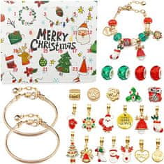 Netscroll Adventski kalendar s privjescima, 24-dijelni DIY božićni set za izradu narukvice, 2 narukvice i 22 božićna privjeska, idealan poklon za djecu i tinejdžere, CharmsGiftSet