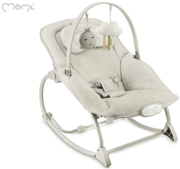 MoMi Lapis ljuljačka za bebe, 3 položaja, podesive vibracije i glazba, svijetlosiva