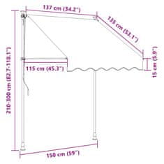 Vidaxl Tenda na ručno uvlačenje 150 cm žuto-plava prugasta