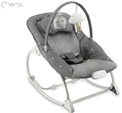 MoMi Lapis ljuljačka za bebe, 3 položaja, podesive vibracije i glazba, tamno siva
