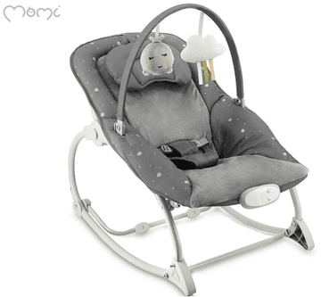 MoMi Lapis ljuljačka za bebe, 3 položaja, podesive vibracije i glazba, tamno siva