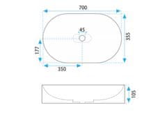 REA Nablatni umivaonik IRIS 71 CM GREY MATT