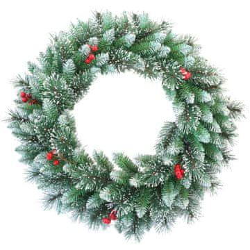 Denis Božićni vijenac za vrata, zeleni, snijeg, bobice, 40 cm