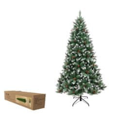 Denis Umjetna božićna jelka zelena, 150 cm, snijeg, češeri, bobice, stalak
