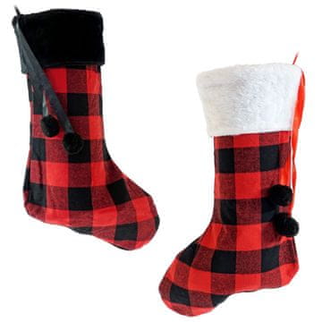 Denis Božićna čizmica, 43 cm, crveno-crni karo uzorak, sorto
