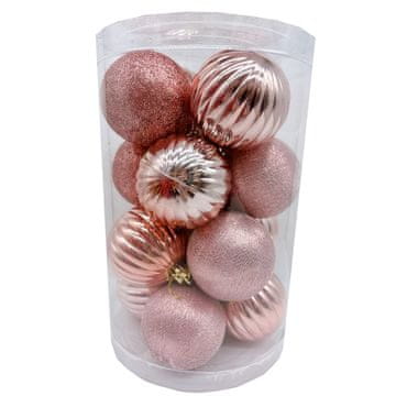 Denis Božićne kuglice, 6 cm, 16 kom/pak, roza