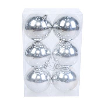 Denis Božićne kuglice, 8 cm, 6 kom/pak, srebrne