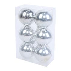 Denis Božićne kuglice, 8 cm, 6 kom/pak, srebrne