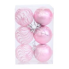 Denis Božićne kuglice, 8 cm, 6 kom/pak, roza