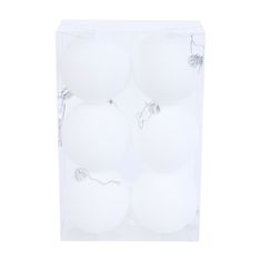 Denis Božićne kuglice, 8 cm, 6 kom/pak, bijele