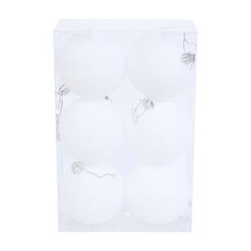 Denis Božićne kuglice, 8 cm, 6 kom/pak, bijele