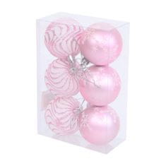 Denis Božićne kuglice, 8 cm, 6 kom/pak, roza