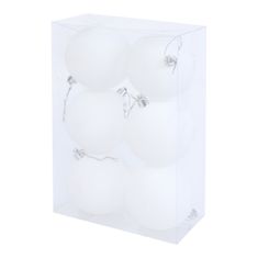 Denis Božićne kuglice, 8 cm, 6 kom/pak, bijele