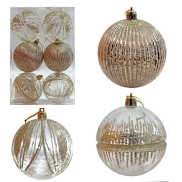 Denis Božićne kuglice, 8 cm, 6 kom/pak, šampanj-zlatna