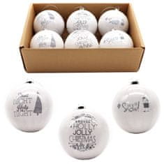 Denis Božićne kuglice 7.5 cm, 6 kom/pak, bijele s natpisima