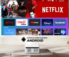 Byintek Prijenosni LED projektor Love U14, Android, WIFI, BT, 1250 ANSI lumena, AUTO fokus + daljinski upravljač