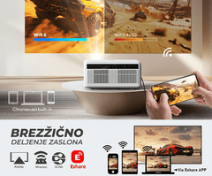 Byintek Prijenosni LED projektor Love U14, Android, WIFI, BT, 1250 ANSI lumena, AUTO fokus + daljinski upravljač