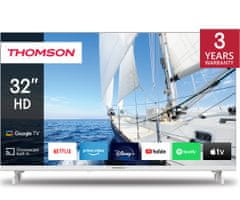 Thomson 32HG2S14 HD LED TV, 81 cm (32&quot;), Google TV, pametni daljinski upravljač, bijela (čisto bijela)