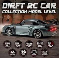 JOJOY® RC drift auto na daljinsko upravljanje, trkaći automobil 20 km/h s baterijom i LED svjetlima | DRIFTOR