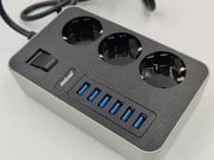 Andowl 2 m 3 x 220 V + 6 x USB razdjelnik MAX 3000 W
