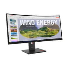 Lenovo ThinkVision T34WD-40 monitor, 86 cm (34), WQHD, 21:9, ukrivljen, 110 dpi (64AEGAT1EU)