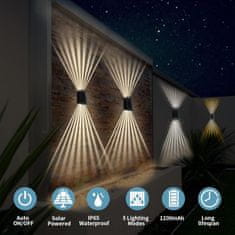 HOME & MARKER® Solarna zidna LED svjetiljka, vodootporna vanjska rasvjeta s automatskim paljenjem za vrt i terasu | ORALUMI, bijela