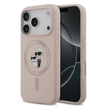 Karl Lagerfeld Originalna maskica za iPhone 17 Pro - IML NFT Heads - roza silikonska zaštita MagSafe - KLHMP17LSKCHPPLP