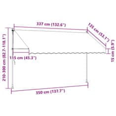 Vidaxl Tenda na ručno uvlačenje 350 cm plavo-bijela prugasta