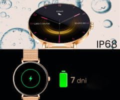 Forever Pametni sat Lucca SB-370, AMOLED, BT 5.3, Android + iOS, pozivi, IP68 + leopard remen, ružičasto zlato (Rose Gold)