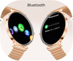 Forever Pametni sat Lucca SB-370, AMOLED, BT 5.3, Android + iOS, pozivi, IP68 + leopard remen, ružičasto zlato (Rose Gold)