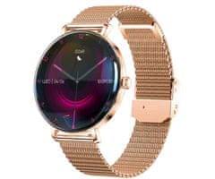 Forever Pametni sat Lucca SB-370, AMOLED, BT 5.3, Android + iOS, pozivi, IP68 + leopard remen, ružičasto zlato (Rose Gold)