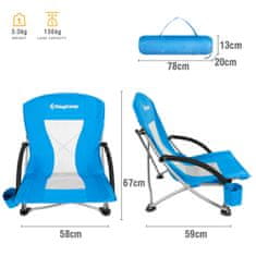 King Camp Sklopiva stolica za kampiranje Deluxe s naslonima za ruke čelik - plava