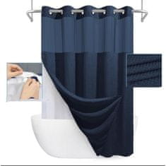 HOME & MARKER® Dvostruka zavjesa za tuširanje, vodootporna kupaonska zavjesa protiv prskanja s prozirnim dijelom | CURTELLE, plava