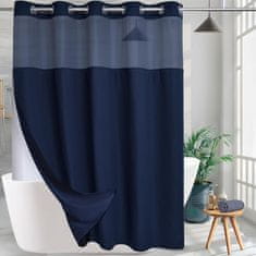 HOME & MARKER® Dvostruka zavjesa za tuširanje, vodootporna kupaonska zavjesa protiv prskanja s prozirnim dijelom | CURTELLE, plava