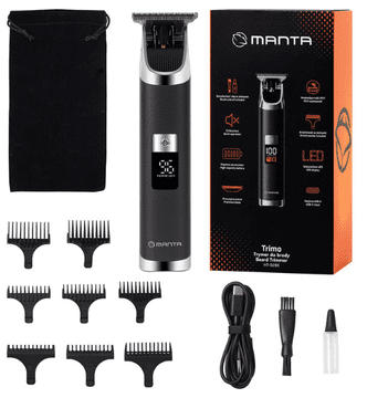 Manta Trimo HT-02BK bežični šišač, 8 nastavaka, crno-srebrni