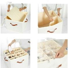 HOME & MARKER® Organizator za cipele, sklopiva kutija za obuću s pretincima i prozirnim pokrovom za uredno pohranjivanje | SHOVERA, bež