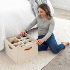 HOME & MARKER® Organizator za cipele, sklopiva kutija za obuću s pretincima i prozirnim pokrovom za uredno pohranjivanje | SHOVERA, bež