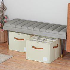 HOME & MARKER® Organizator za cipele, sklopiva kutija za obuću s pretincima i prozirnim pokrovom za uredno pohranjivanje | SHOVERA, bež