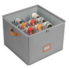 HOME & MARKER® Organizator za cipele, sklopiva kutija za obuću s pretincima i prozirnim pokrovom za uredno pohranjivanje | SHOVERA, siva