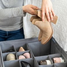 HOME & MARKER® Organizator za cipele, sklopiva kutija za obuću s pretincima i prozirnim pokrovom za uredno pohranjivanje | SHOVERA, siva