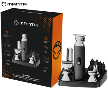 Manta Trimo Pro HT-01BK bežični trimer, 10 nastavaka, crno-srebrni