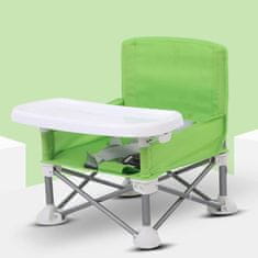 JOJOY® Sklopiva dječja stolica za hranjenje s pladnjem i pojasevima, prijenosna i kompaktna | BIBISEAT, zelena