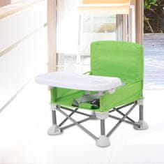 JOJOY® Sklopiva dječja stolica za hranjenje s pladnjem i pojasevima, prijenosna i kompaktna | BIBISEAT, zelena